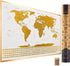 Scratch Off World Map with 196 Country Flags, 24" x 17" Frameable Travel Map, White