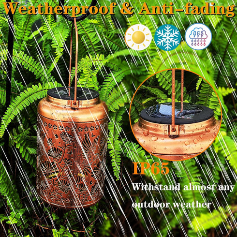 Waterproof,Hummingbird Merrytech Solar Lanterns Outdoor & Gesang Flower Lights,Metal Hanging Garden Decor Outside,Yard