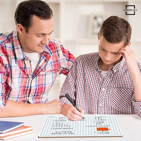 SCRIBBLEDO 9" x 12" Dry Erase Grid Whiteboard, Double Sided Graph Board for Kids, Portable Dry Erase Lapboards