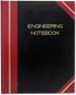 BookFactory Professional Engineering Notebook, 168 Pages, 8" x 10", Black and Burgundy Cover, Section Sewn Hardbound