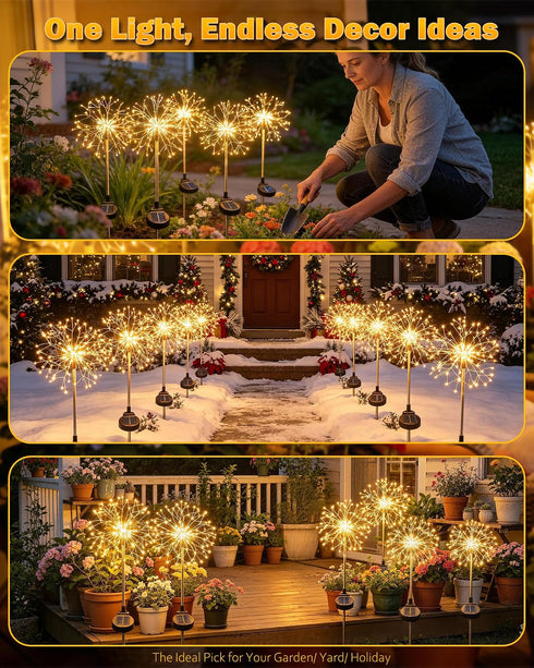 2 Pack 150Leds Solar Garden Lights Outdoor Yard Decorations, Pathway Lights Stake, Fairy Firework Light for Garden
