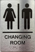 BUILDINGSIGNS.COM 2 (6" 9" CHANGING ROOM sign / Unisex changing room sign with Raised letters/Image & Grade Braille