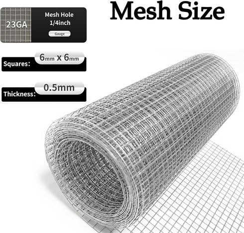 Hardware Cloth 1/4 inch 8inx10ft Galvanized Wire Mesh Roll for Chicken Pen, Garden Fences, Poultry Netting
