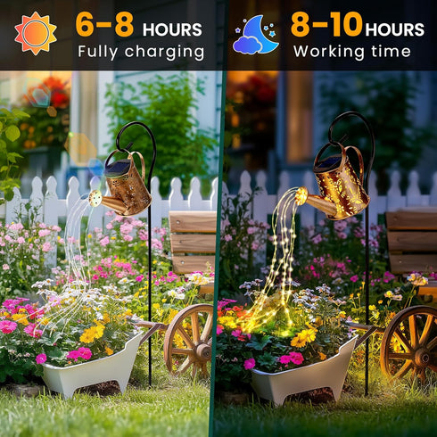 PATIOPIA Solar Watering Can Lights, Waterproof Garden Solar Outdoor Decorative Lights, Metal Hanging Lights for Patio