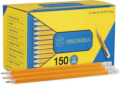 Pencils Bulk of 150: Pre Sharpened #HB Drawing Pencils for Kids, Teens & Adults, White Eraser for Graphite Sketching