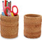 Okllen 2 Pack Handmade Rattan Pencil Holder - Woven Vine Desk Organizer for Makeup Brushes, Office & Home Desktop,