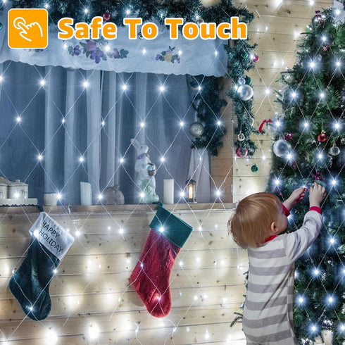 IP67 210LED 10x7ft 8 Ollny Net Lights Outdoor Mesh Lights Waterproof, Cool White Christmas Net Lights, Connectable