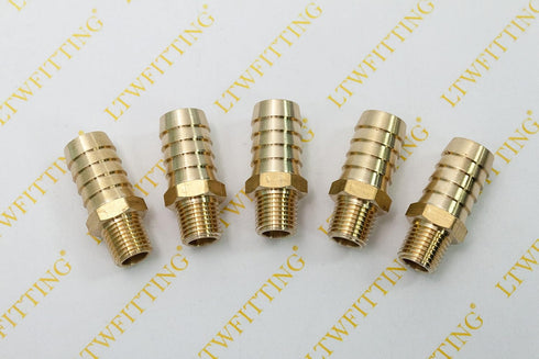 LTWFITTING Brass Coupler Fitting 5/8-Inch Hose Barb x 1/4-Inch Male NPT Vehicle Fuel Heater System (Pack of 5)