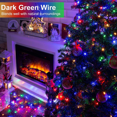 100FT 300 8 Multicolor Christmas Lights Outdoor, LED String Lights for Outside Waterproof with Modes, Connectable Plug