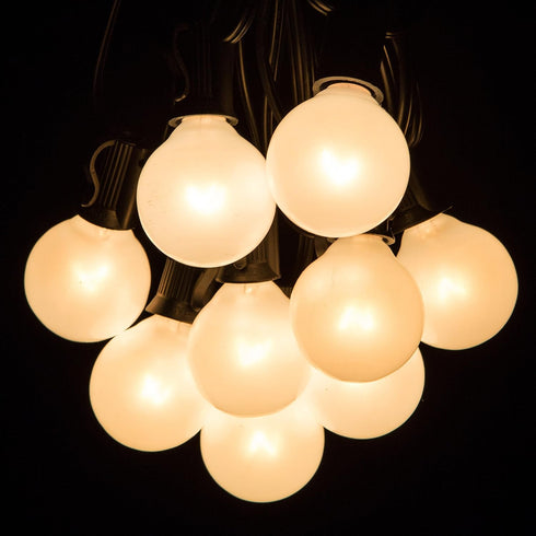 (10 G40 1.6" Bulbs Hometown Evolution, Inc. White Pearl Outdoor Patio Globe String Lights Foot, White Pearl - Black
