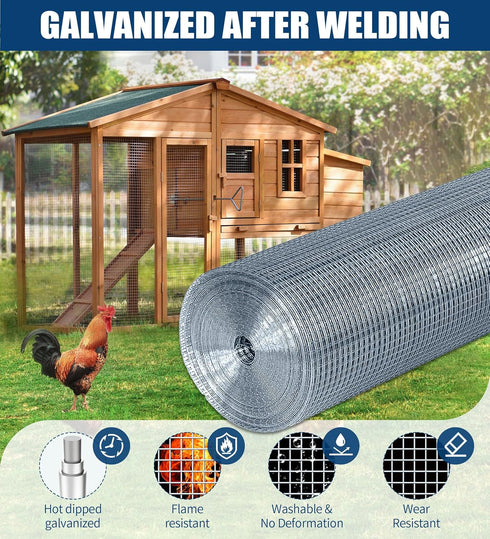 1/2 Inch 24 50 19 Fence(1/2 inch 24'' 50') Hardware Cloth in x ft Gauge, Hot Dip Galvanized Wire Mesh Rolls Welded