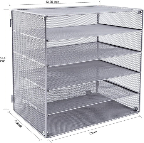 EASEPRES 5 Slot Mesh Desk Organizer Tray, File Paper Letter Holder for Office Home School Classroom Storage Accessories