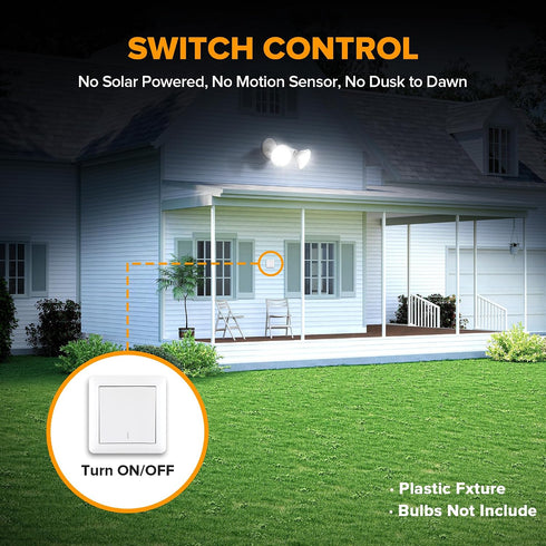 2 Pack 300 Par38 LUTEC Adjustable Twin Par Holder Outdoor Flood Lights, Switch Controlled Security Lights, Floodlights