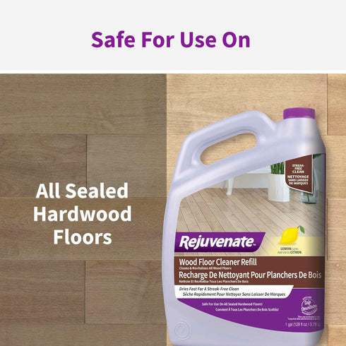 1 Rejuvenate Wood Floor Cleaner Refill, Gallon, Cleans and Protects All Sealed Hardwood Floors and Dries Fast for a