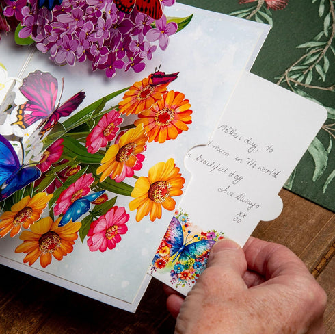 Pop-Up Flower Greeting Card with Butterfly - Perfect for Any Occasion