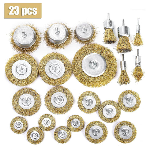 Elsjoy 23 Pack Wire Wheel Brush for Drill, Brass Drill Wire Brush Set for Polishing and Rust Removal