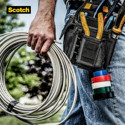 Scotch Vinyl 35 Electrical Tape, 5 Rolls, Multi-Color Pack for Cable Jacket Repair & Electrical Insulation