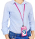 Badge Holder with Zip, Wisdompro Double Sided PU Leather ID Card Holder Wallet Case with 5 Card Slots, Hot Pink