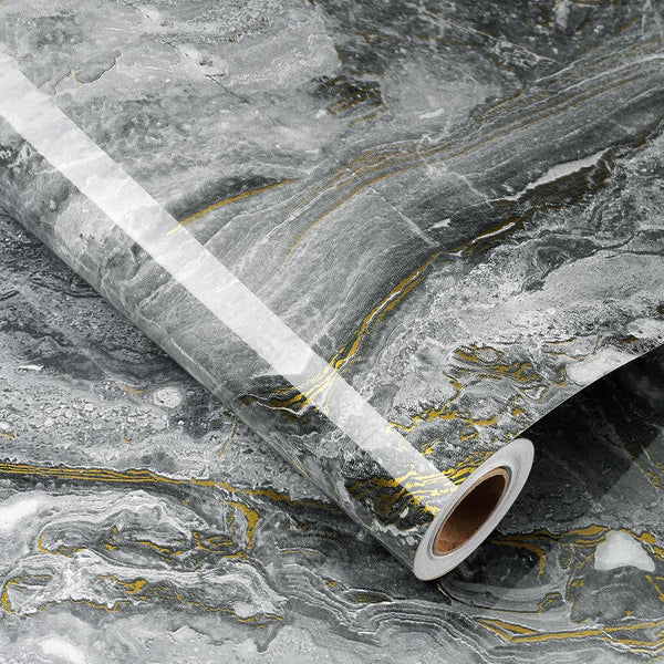 YENHOME Grey Marble Contact Paper, Peel and Stick Waterproof 17.7"X118" for Kitchen Countertops, Self-Adhesive Wallpaper