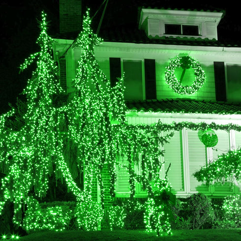 weillsnow 164Ft 500 8 LED Green St. Patrick's Day Lights, Waterproof Twinkle with Memory Functions Green String Lights