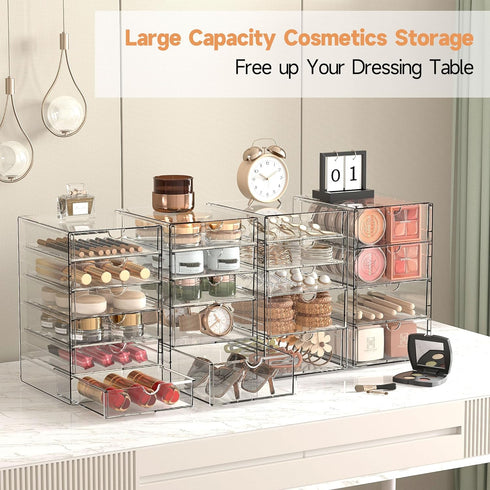 Makeup Drawer Storage Organizer with 20 Drawers, 4 Set Acrylic Desk Organization, Dustproof for Makeup, Jewelry