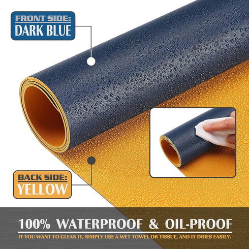 K KNODEL Large Desk Mat, Office Desk Pad, Computer Desk Protector Mat, Desktop Blotter Pad (31.5"x15.7", Dark Blue)