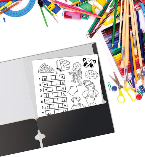 Better Office Products Two Pocket Portfolio Folders - 50-Pack, Black, Letter Size Paper Folders