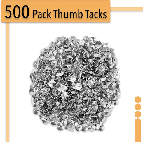 Mr. Pen Thumb Tack, Flat Push Pins, Silver Thumb Tacks, 500 Pack
