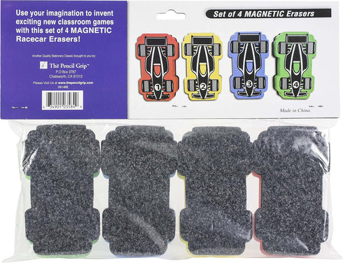 The Classics Magnetic Race Car Whiteboard Erasers, Multi-Colored Dry Erasers, Pack of 4 - TPG-358