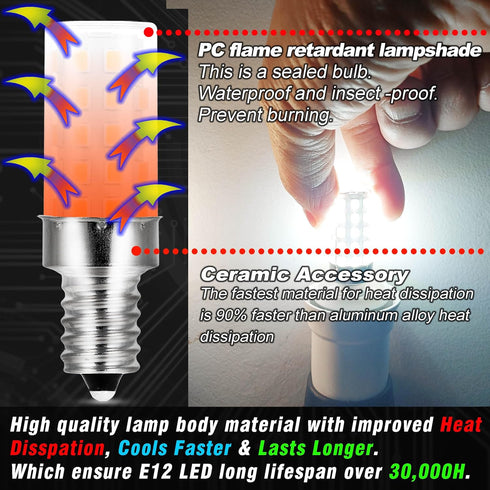12V 40W E12 LED Candelabra Light Bulbs 4W Daylight White 6000K 450Lm Low Voltage AC12-24V/DC10-30V for RV Camper Marine Boat Landscape Lighting Ice Maker Water Dispenser Lamp,Non-dimmalbe,4Pack by Hylroe