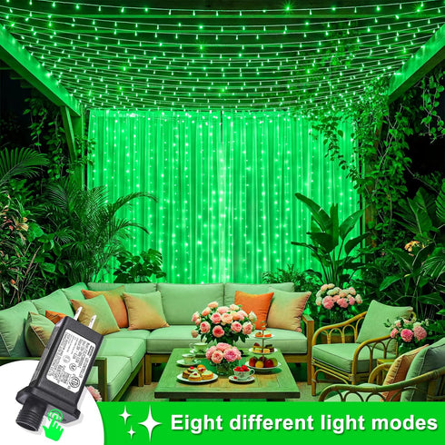 250 82ft 8 LED Green String Lights Indoor, St Patricks Day Lights Clear Wire Modes Plug in Waterproof Christmas Lights