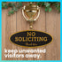 ExcelMark No Soliciting Sign for House or Business, Durable Indoor/Outdoor Sign, Large - 3.6" x 9", Black with Gold