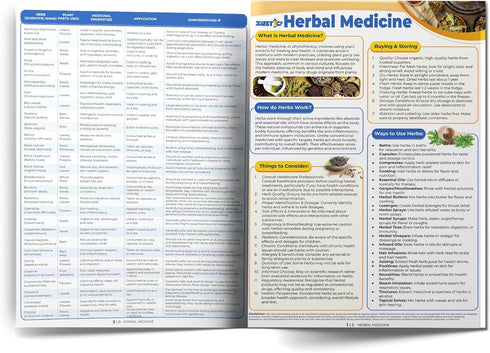 Zastic! Herbal Medicine Chart, 140 Herbs, 9" x 12" Waterproof Holistic Guide to Health & Wellness