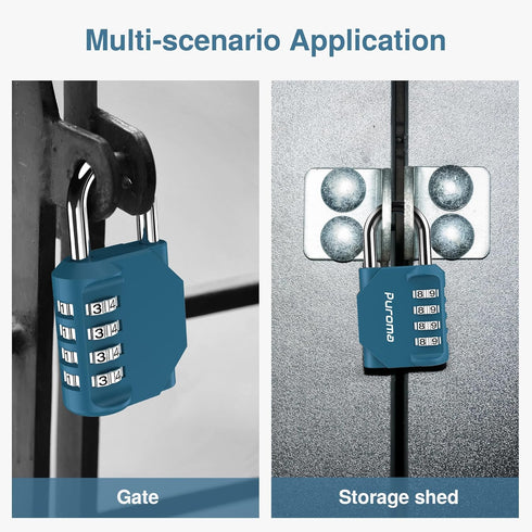 Puroma 2 Pack Combination Lock, 4 Digit Waterproof Padlock for School Gym Locker, Toolbox, Gate Storage