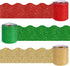 Whaline 98.4Ft Christmas Glitter Bulletin Board Borders - 3 Rolls Red Green Gold Die-Cut Trim for School Office