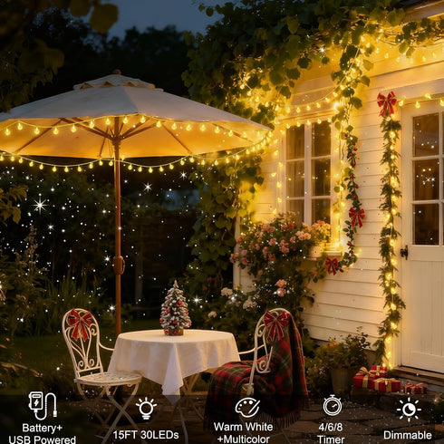 24 15FT 30 OMIKA Battery Operated String Lights, Color Changing LED Battery Operated Christmas Lights with Remote
