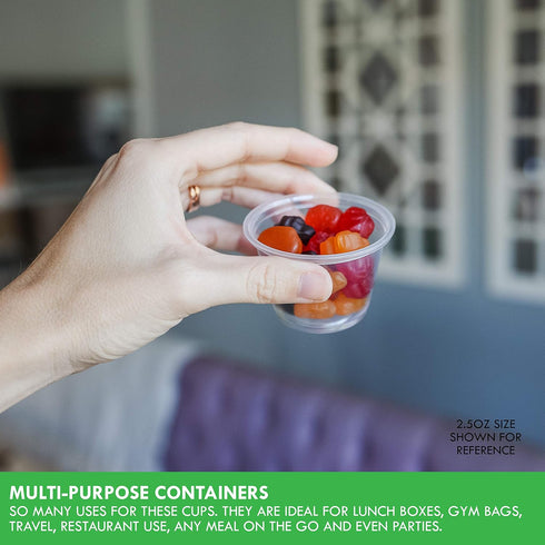 Galashield 100 Sets 1 oz Small Plastic Containers with Lids, Disposable Portion Cups for Sauce and Dressing