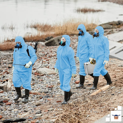 Blue Disposable Coveralls with Hood, XXL, 1 Pack 50 GSM PP Painters Suit Disposable