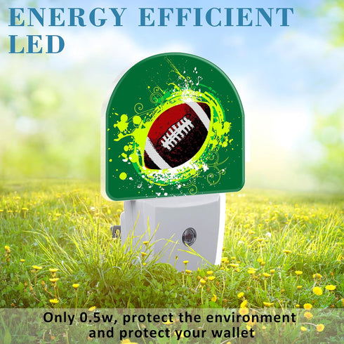 Uiaoiais Night Light for Kids Girls Boys, Abstract American Football LED Night Light Plug into Wall with Dusk to Dawn