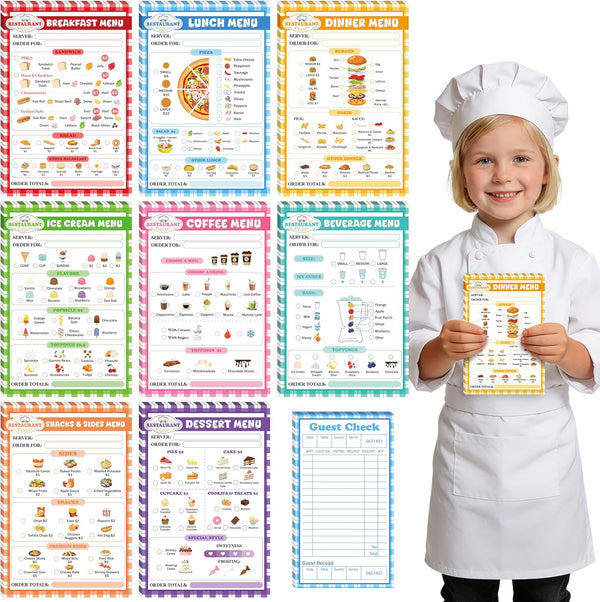 TICIAGA Kids Pretend Play Notepads - 9PCS 4x6 In Playtime Pad Included