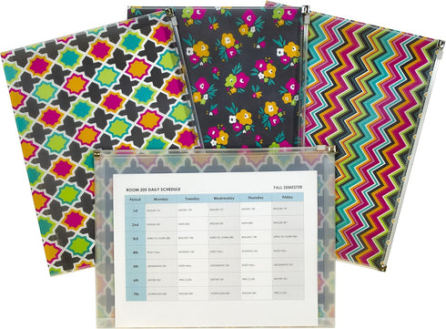 C-Line Reusable Poly Envelope, Zip 'N Go, Bold Basics Design, Pack of 3 (55610)