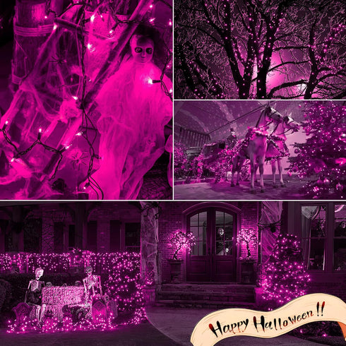 MYGOTO Purple Christmas Lights Outdoor, 2 Pack 13 Feet 50 Count Halloween String Lights for Garden Party Christmas Decor
