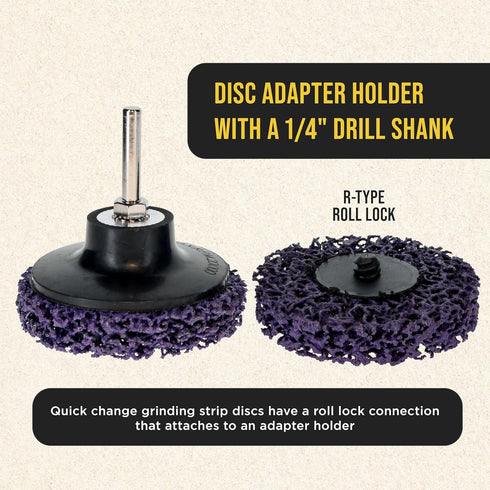 11-Piece 3" Set 10 1/4" Dura-Gold Diameter Abrasive Stripping Brush Wheel - Quick Change Discs with Roll Lock