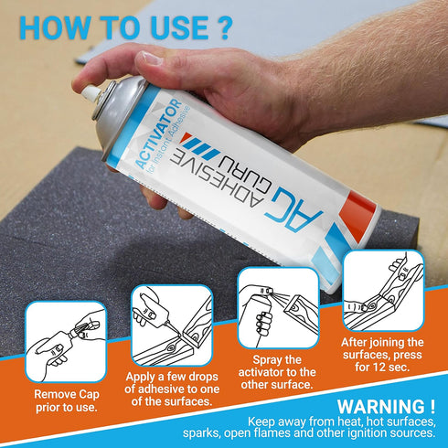 Adhesive Guru CA Glue Accelerator Spray, 2 Pack (3.38 fl oz) Aerosol Activator for Super Glues