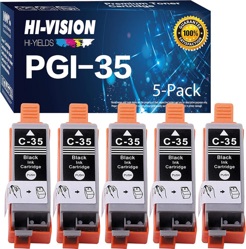 HI-VISION HI-YIELDS Compatible PGI-35 Black Ink Cartridge Replacement for PIXMA Printers (5-Pack)
