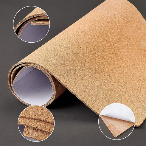 BENECREAT 2mm Thick Adhesive Cork Roll Liner, 12x24 Inch Insulation Cork Roll for Bulletin Board and Wall Decors