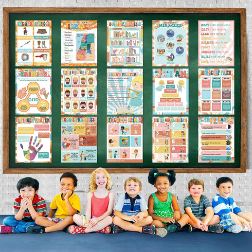 gisgfim Hippie Bible Posters for Classroom, Groovy Books of the Bible Bulletin Board Wall Decor