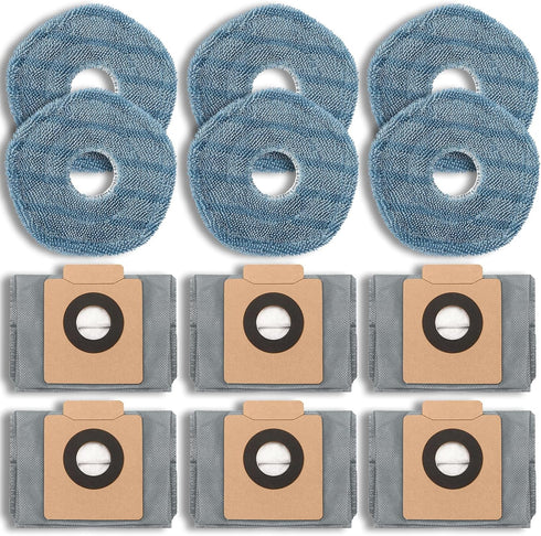 12 Pack Replacement Parts Dust Bags Mop Pads for eufy X10 Pro Omni Accessories Robot Vacuum Self-Empty Station
