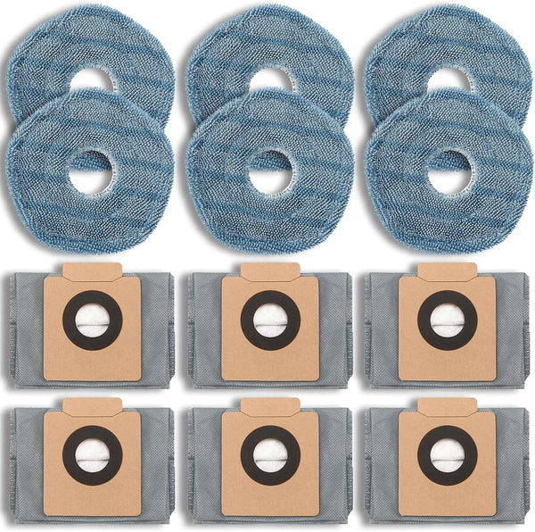 12 Pack Replacement Parts Dust Bags Mop Pads for eufy X10 Pro Omni Accessories Robot Vacuum Self-Empty Station