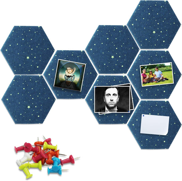 Hexagon Felt Board Tiles, Self Adhesive Wall Bulletin Boards with Push Pins for Home Office Classroom Decor
